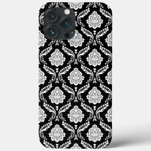 ロココ・ダマスク模様 ブラック地にホワイト Case-Mate iPhoneケース (裏面)