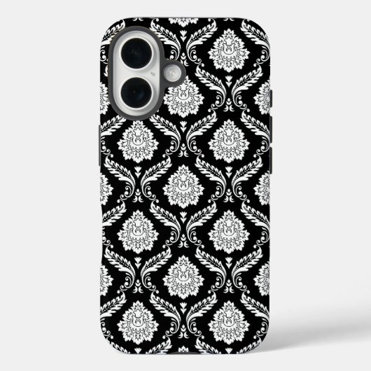 ロココ・ダマスク模様 ブラック地にホワイト Case-Mate iPhoneケース (裏面)