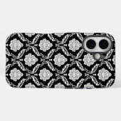 ロココ・ダマスク模様 ブラック地にホワイト Case-Mate iPhoneケース (裏面 (横))