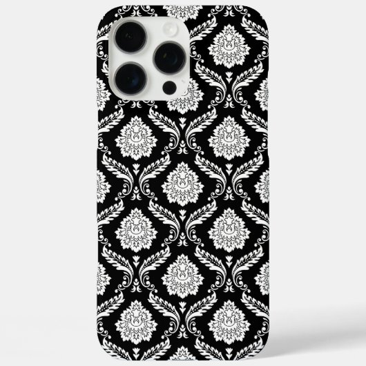 ロココ・ダマスク模様 ブラック地にホワイト Case-Mate iPhoneケース (裏面)