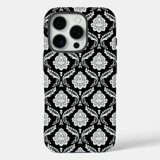 ロココ・ダマスク模様 ブラック地にホワイト Case-Mate iPhoneケース (裏面)