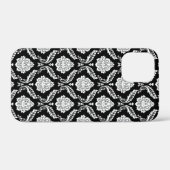 ロココ・ダマスク模様 ブラック地にホワイト Case-Mate iPhoneケース (裏面 (横))