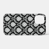 ロココ・ダマスク模様 ブラック地にホワイト Case-Mate iPhoneケース (裏面 (横))