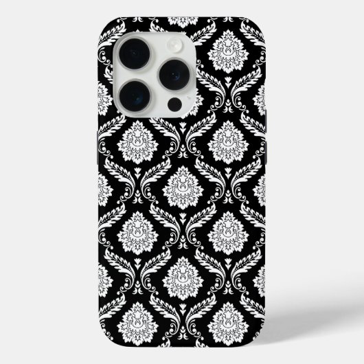 ロココ・ダマスク模様 ブラック地にホワイト Case-Mate iPhoneケース (裏面)