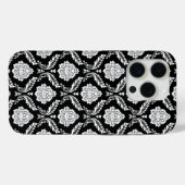 ロココ・ダマスク模様 ブラック地にホワイト Case-Mate iPhoneケース (裏面 (横))