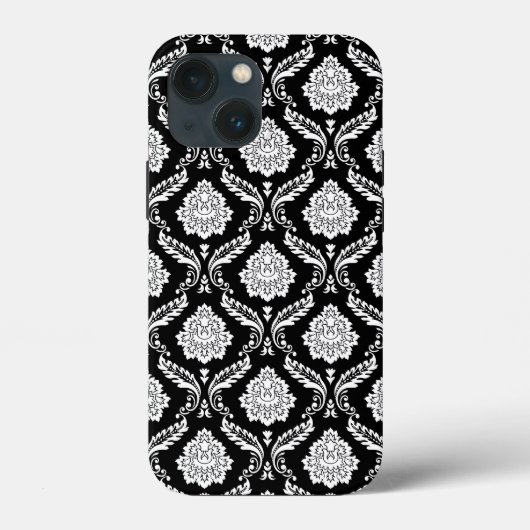 ロココ・ダマスク模様 ブラック地にホワイト Case-Mate iPhoneケース (裏面)