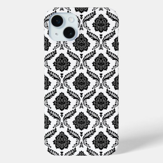 ロココ・ダマスク模様 白地に黒 Case-Mate iPhoneケース (裏面)