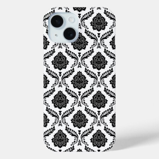 ロココ ダマスク模様 白地に黒 Case-Mate iPhoneケース (裏面)