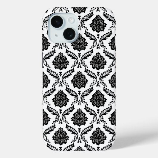 ロココ ダマスク模様 白地に黒 Case-Mate iPhoneケース (裏面)