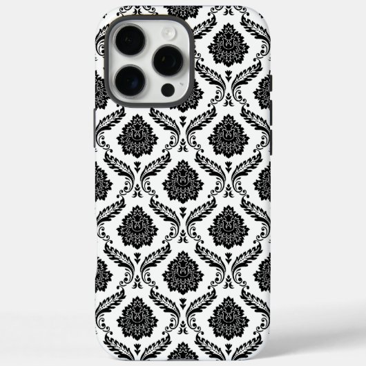 ロココ ダマスク模様 白地に黒 Case-Mate iPhoneケース (裏面)