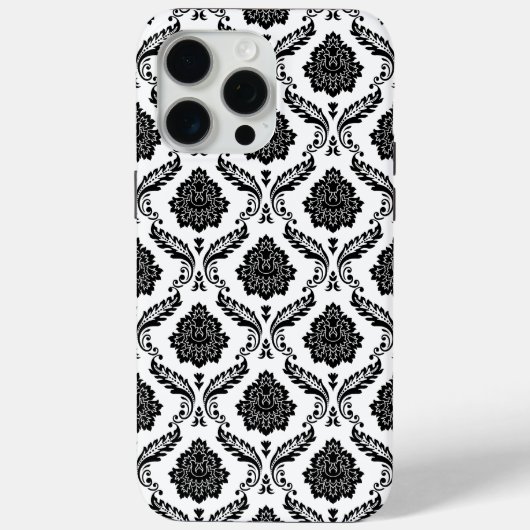 ロココ ダマスク模様 白地に黒 Case-Mate iPhoneケース (裏面)