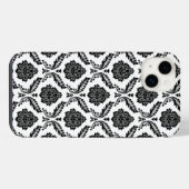 ロココ・ダマスク模様 白地に黒 iPhoneケース (裏面横)