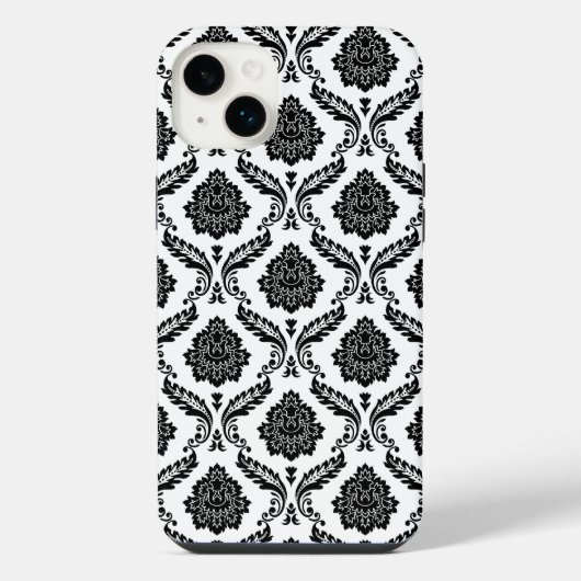 ロココ・ダマスク模様 白地に黒 iPhoneケース (裏面)