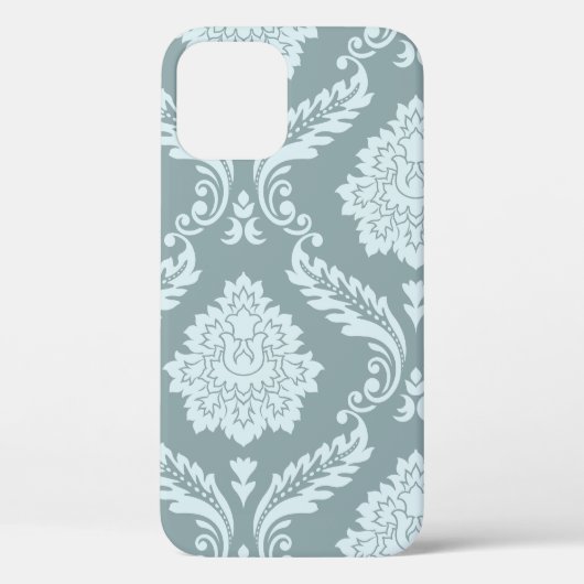 ロココ ダマスク アート ダックエッグブルー+ターコイズブルー Case-Mate iPhoneケース (裏面)