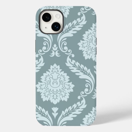 ロココ ダマスク アート ダックエッグブルー+ターコイズブルー Case-Mate iPhoneケース (裏面)