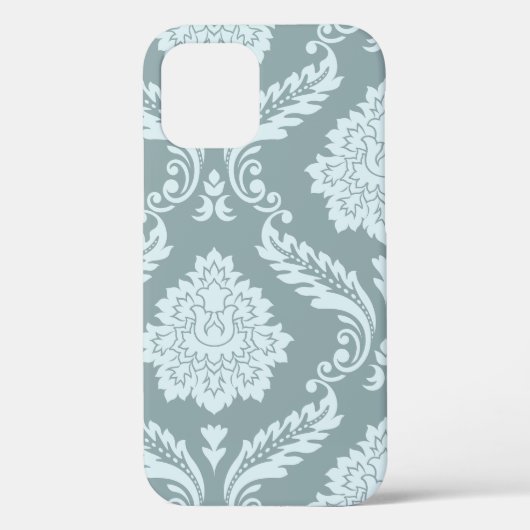 ロココ ダマスク アート ダックエッグブルー+ターコイズブルー Case-Mate iPhoneケース (裏面)