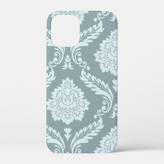 ロココ ダマスク アート ダックエッグブルー+ターコイズブルー Case-Mate iPhoneケース (裏面)