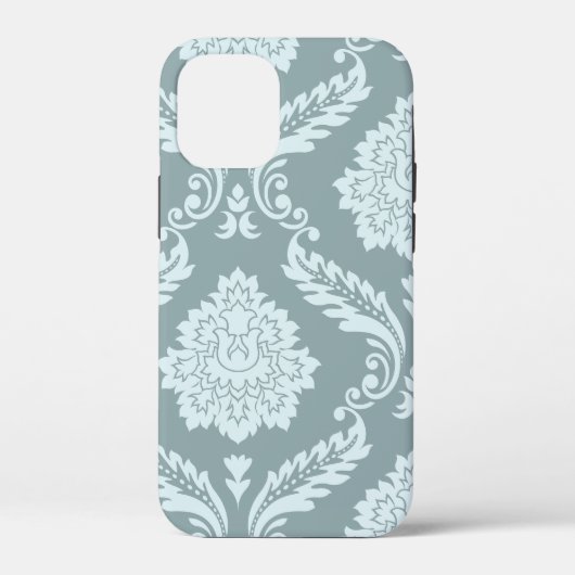 ロココ ダマスク アート ダックエッグブルー+ターコイズブルー Case-Mate iPhoneケース (裏面)