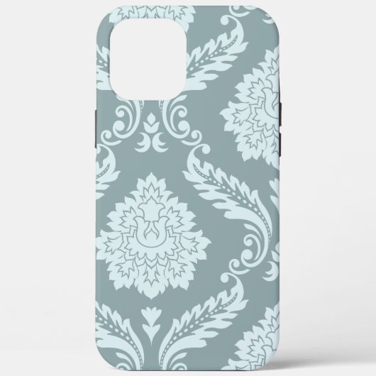 ロココ ダマスク アート ダックエッグブルー+ターコイズブルー Case-Mate iPhoneケース (裏面)