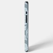 ロココ ダマスク アート ダックエッグ ブルー+ターコイズブルー iPhoneケース (左側面)