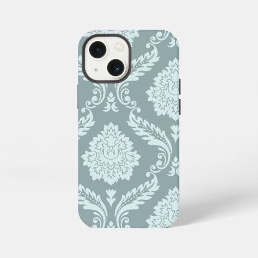ロココ ダマスク アート ダックエッグ ブルー+ターコイズブルー iPhoneケース (裏面)