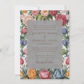 ロココ バロック フラワー オールインワン ウェディング 招待状 (正面)