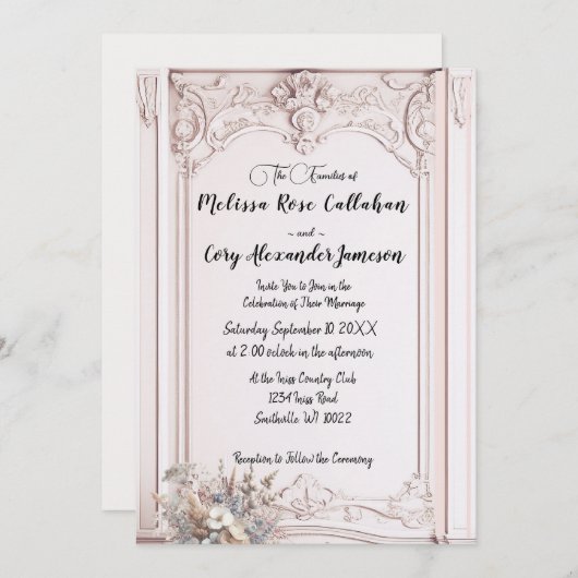 ロココ・リバイバル オーナメント フォーマル ウェディング 招待状 (正面/裏面)