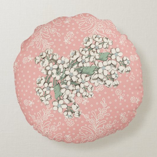 ロコシャビーシックデコール装飾用クッションアジサイ ラウンドクッション (裏面)