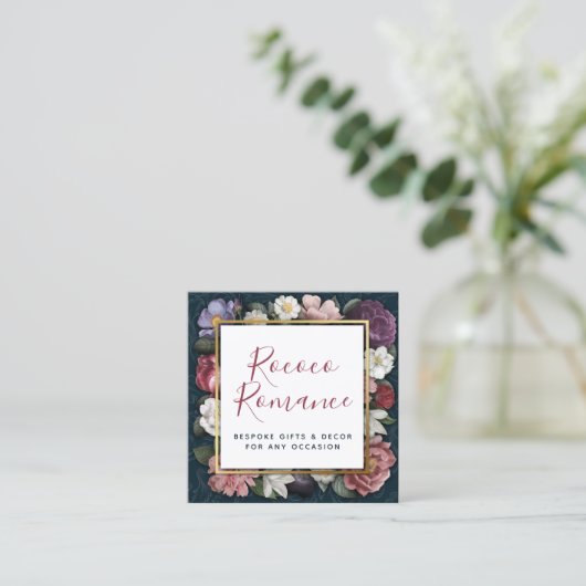 ロコダマスクとフローラエレガントソーシャルメディアのアイコン スクエア名刺 (スタンド正面)