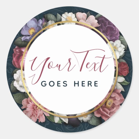 ロコダマスク&エレガントフローラヴィンテージフェミニン ラウンドシール (正面)