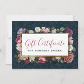 ロコダマスク&フローラネイビーギフト証明書カード 招待状 (正面)