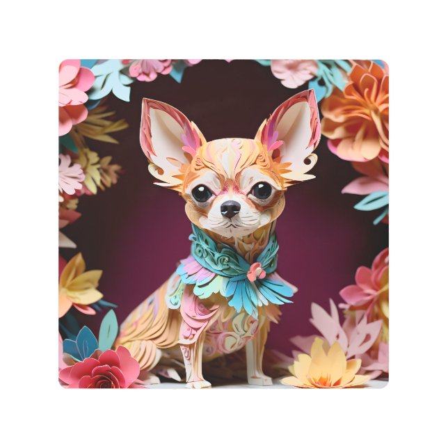 ロコパステルカラー紙チワワ メタルプリント (正面)