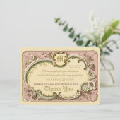 ロコフランスのフレーエレガントムアンティーク金ゴールドピンク サンキューカード (スタンド正面)