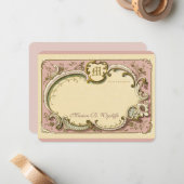 ロコフランスのフレーエレガントムアンティーク金ゴールドピンク ノートカード (正面/裏面インサイチュ)