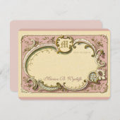 ロコフランスのフレーエレガントムアンティーク金ゴールドピンク ノートカード (正面/裏面)