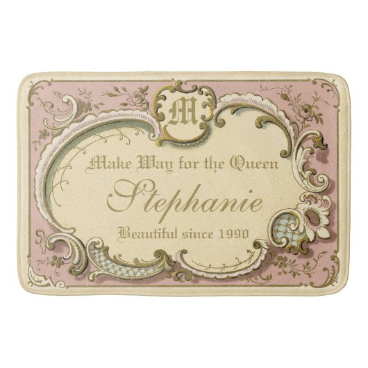 ロコフランスのブドワールフエレガントレーム金ゴールドピンク バスマット (正面)