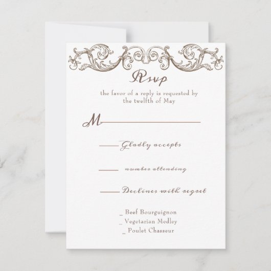 ロコフロレンチンモノクロモノグラム 出欠カード (正面)