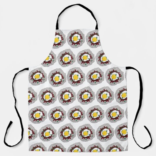 ロコモコハワイアン料理飯ハンバーグ卵 エプロン (正面)
