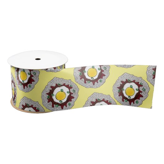 ロコモコハワイアン料理飯ハンバーグ卵 サテンリボン (リール)