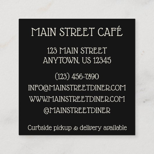 ロコモコハワイアン料理飯ハンバーグ卵 スクエア名刺 (裏面)