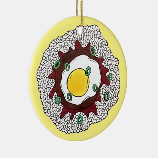 ロコモコハワイアン料理飯ハンバーグ卵 セラミックオーナメント (右)