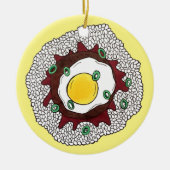 ロコモコハワイアン料理飯ハンバーグ卵 セラミックオーナメント (正面)