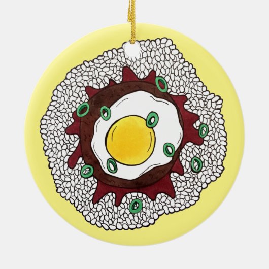 ロコモコハワイアン料理飯ハンバーグ卵 セラミックオーナメント (裏面)