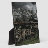 ロコモーティブの蒸気機関の列車の柵の鉄道 フォトプラーク (側面)