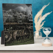 ロコモーティブの蒸気機関の列車の柵の鉄道 フォトプラーク (側面)