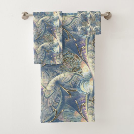 ロコリッチパターンデザインと金ゴールドレリーフ、 浮き彫り バスタオルセット (インサイチュ)