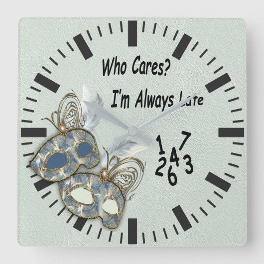 ロコリッチパターンデザイン(マスク付き) スクエア壁時計 (正面)