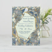 ロコリッチロマンチック金ゴールドレリーフ、 浮き彫り&マスク 招待状 (スタンド正面)