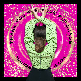 ロゴありがとうご手作りピンク金ゴールド紙吹雪 ラウンドシール