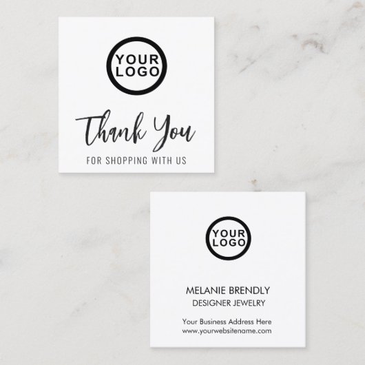 ロゴありがとうエレガントスクウェアモダン名刺 スクエア名刺 (正面/裏面)